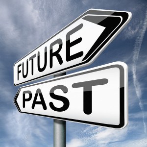 future or past yesterday or tomorrow timeline road sign arrow
