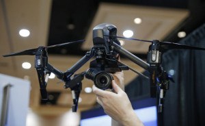 The DJI Inspire Raw drone helicopter is on display at CES Unveiled, a media preview event for CES International, Monday, Jan. 4, 2016, in Las Vegas. (AP Photo/John Locher)