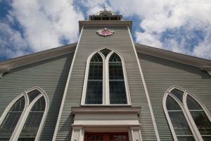 First Paris Church church located in Sandwich city Cape Cod MassachusettsUSA. New England church organized 1688.