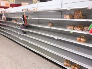 10 / 05 / 2016 ~2:30 PM - In preparation for hurricane Matthew local supermarket in Osceola County Florida running out of staples such as bread.