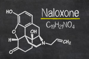 Blackboard with the chemical formula of Naloxone