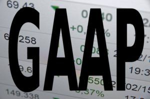 Inscription GAAP on PC screen. GAAP is Generally Accepted Accounting Principles.