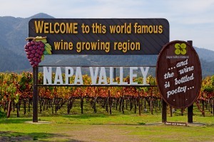 Napa Valley sign before you enter Napa Valley in Autumn