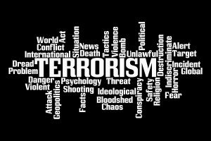 Terrorism Word Cloud on Black Background