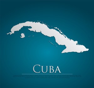 vector Cuba Map card paper on blue background, high detailed