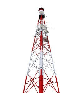 Communication Tower with Antennas isolated on white background. 3D render