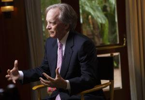 Bill Gross, co-founder of Pacific Investment Management Co. (PIMCO), speaks during a Bloomberg Television interview at the Bloomberg FI16 event in Beverly Hills, California, U.S., on Wednesday, May 25, 2016. Gross, who built a career and a $1.9 billion personal fortune trading bonds, is trying to go short on credit, a position that he said runs contrary to his instincts and training as an investor. Photographer: Patrick T. Fallon/Bloomberg