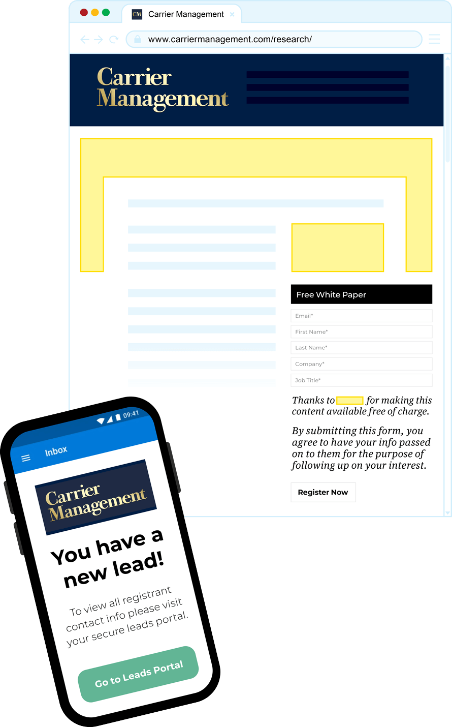 Carrier Management Research and Trends lead generation page